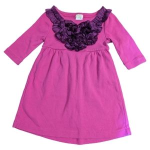 Jcrew Kids Crewcuts Floral Ruffle Neck Dress Magenta Purple Girls Size 2